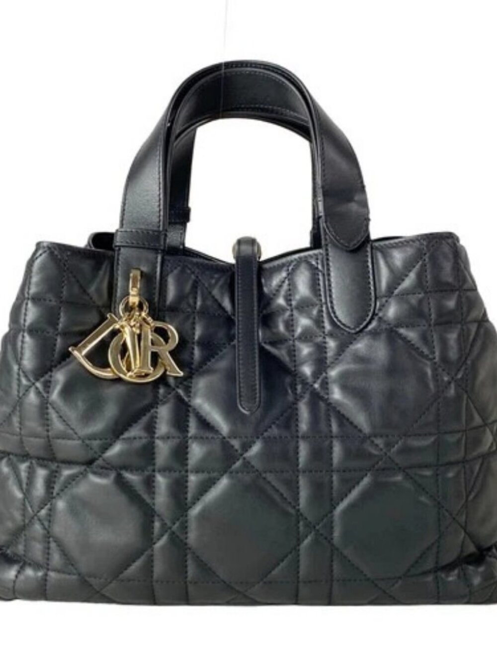 DIOR/ChristianDior Toujours Bag Medium - Black Calf Skin Tote Bag